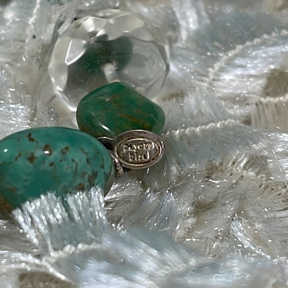 Peyote Bird 925 Silver Vintage Artisan Turquoise Pearl Stretch Bracelet - Picture 5 of 5